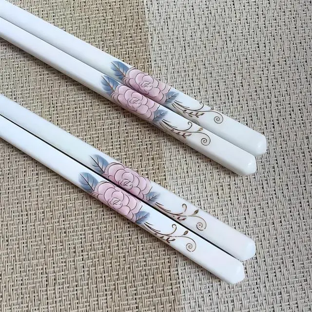 Alt view image 7 of 7 - Chopsticks 5 Pairs,Pink Peonie,Reusable Porcelain Chop Sticks