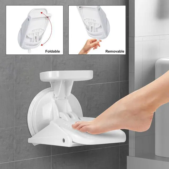 Alt view image 2 of 7 - Shower Foot Rest Suction Cup,Shower Shaving Foot Rest with Powerful Suction Cup,Shower Leg Shaver Stand,Collapsible Suitable for Small Space