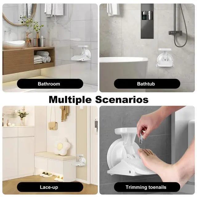 Alt view image 3 of 7 - Shower Foot Rest Suction Cup,Shower Shaving Foot Rest with Powerful Suction Cup,Shower Leg Shaver Stand,Collapsible Suitable for Small Space