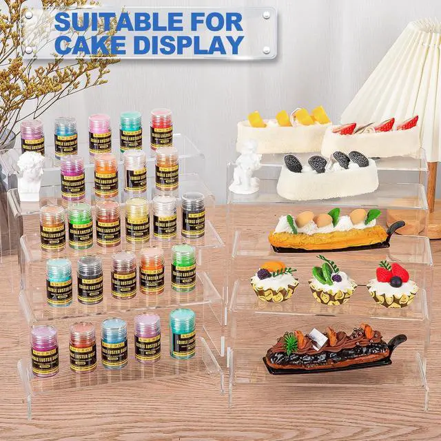 Alt view image 7 of 7 - Large Acrylic Risers, 10 Pcs 2 Set(7L~8L~9L) Riser Display Shelf, Clear Rectangular Display Stands Set, Transparent Shelves for Decor, Showcase Holder for Cupcake