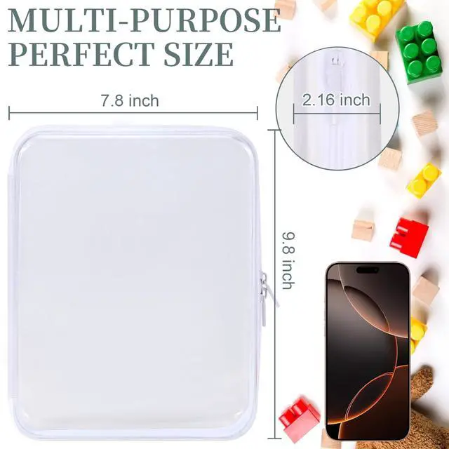 Alt view image 3 of 6 - 3 Pack Clear Hard Shell Zipper Case, Clear Zipper Pouches Waterproof Makeup Organizer & Travel Toiletry Bag, Diaper Bag Organizer Pouches, Plastic Pouch for Office Home Storage, Large Size