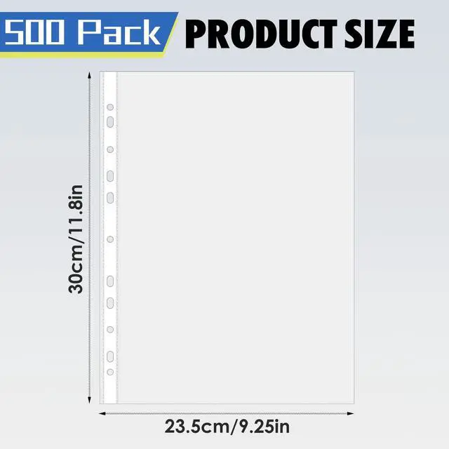 Alt view image 2 of 7 - 500 Pack Clear Plastic Page, Sheet Protectors, Heavy Duty Clear Page Protectors for 3 Ring Binder, Top Loading Binder Sleeves, Fits A4 Paper 8.27 x 11.69 inch, Document Protector