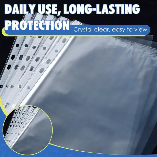 Alt view image 4 of 7 - 500 Pack Clear Plastic Page, Sheet Protectors, Heavy Duty Clear Page Protectors for 3 Ring Binder, Top Loading Binder Sleeves, Fits A4 Paper 8.27 x 11.69 inch, Document Protector