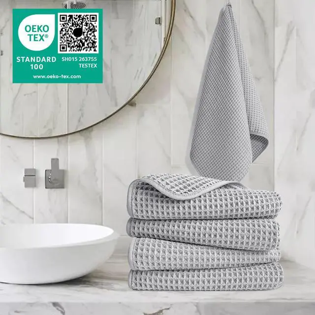 Alt view image 2 of 5 - 430 GSM Microfiber Lint Free Hand Towel, 16 x 30 in, 4 Pack (Waffle Weave)