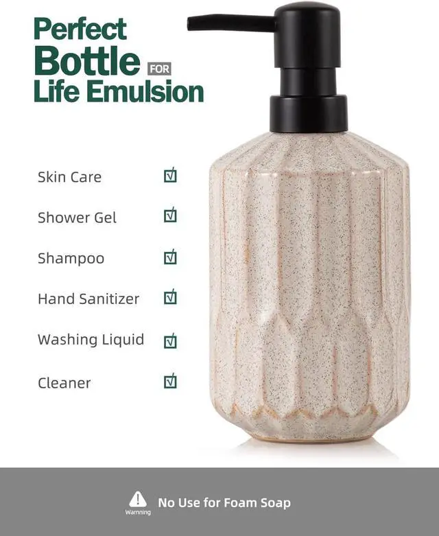 Alt view image 5 of 6 - Bathroom Soap Dispenser Set, 16 OZ Ceramic Hand Soap Dispenser for Bathroom, Luxurious Hand and Dish Soap Dispenser Set with Silicone Funnel for Kitchen(2Pcs Black Pump)