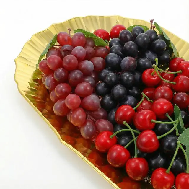 Alt view image 4 of 6 - 6 Pack Plastic Serving Tray Set, Gold Rectangular Serving Platters 14"x8.5", Reusable Food Display Trays, Decorative Appetizer Platters for Party Dessert Table Cupcake Charcuterie Cookies