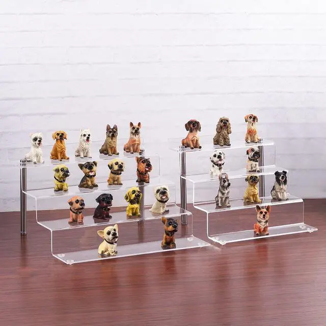 Alt view image 6 of 6 - Acrylic Riser Shelf 4 Tier Clear Display Stand for Collectibles Pop Figures, Cupcakes, Perfumes, Display Risers for Decorating & Organizing - 9 x 8.3 x 6.8 in (Small, 2 Pack)