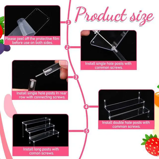 Alt view image 4 of 7 - 3 PACKS Acrylic Riser Clear Display Stand Perfume Stand Organizer Clear Shelf 3 Tier Cupcake Display Stands Clears Acrylic Shelf Risers for Collectibles, Dessert Shelves for Decoration and Organizer