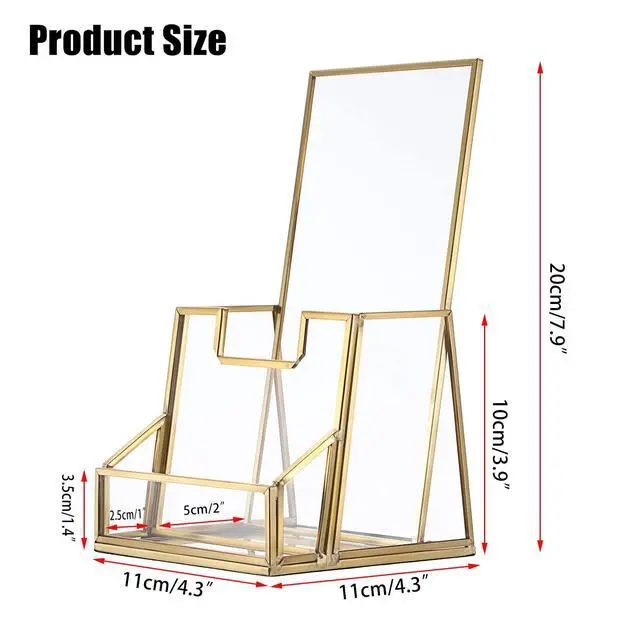 Alt view image 3 of 7 - Golden Glass Brochure Holder for 4" Wide Trifold Handouts, Countertop Pamphlet Flyer Holder Display Stand with Business Card Holder, Clear Elegant Brochure Display Stand for Magazine Booklets