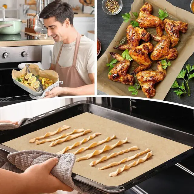 Alt view image 6 of 7 - 150 Pcs Natural Unbleached Parchment Paper, 15x21 Inches Precut Non-Stick Parchment Sheets, Ideal for Baking, Cooking, Grilling, Air Fryer and Steaming (Brown)
