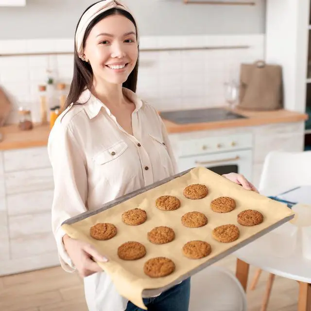 Alt view image 5 of 7 - 150 Pcs Natural Unbleached Parchment Paper, 15x21 Inches Precut Non-Stick Parchment Sheets, Ideal for Baking, Cooking, Grilling, Air Fryer and Steaming (Brown)