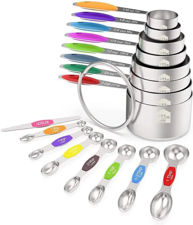 Main image of Measuring Cups and Magnetic Measuring Spoons Set, 16Pcs