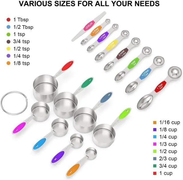 Alt view image 2 of 7 - Measuring Cups and Magnetic Measuring Spoons Set, 16Pcs
