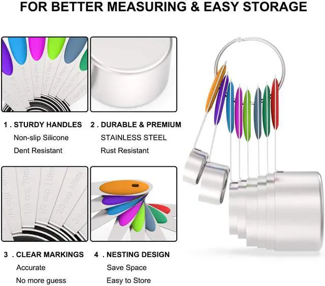 Alt view image 3 of 7 - Measuring Cups and Magnetic Measuring Spoons Set, 16Pcs