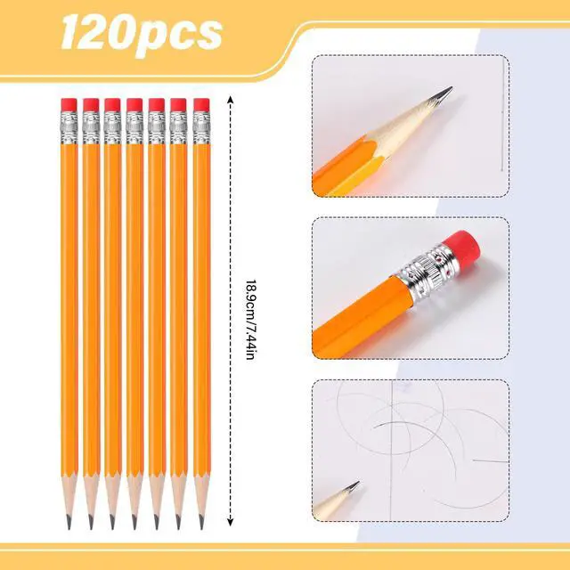 Alt view image 3 of 7 - 120 Pcs #2 HB Pencils with Eraser No 2 Unsharpened Wooden Hexagonal Pencils for Adults Gifts for School Exam art Learning Office Sketching(Yellow)