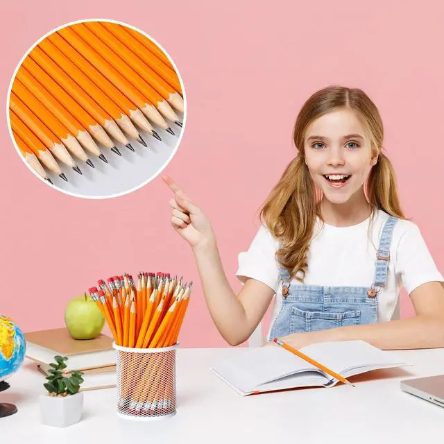 Alt view image 5 of 7 - 120 Pcs #2 HB Pencils with Eraser No 2 Unsharpened Wooden Hexagonal Pencils for Adults Gifts for School Exam art Learning Office Sketching(Yellow)