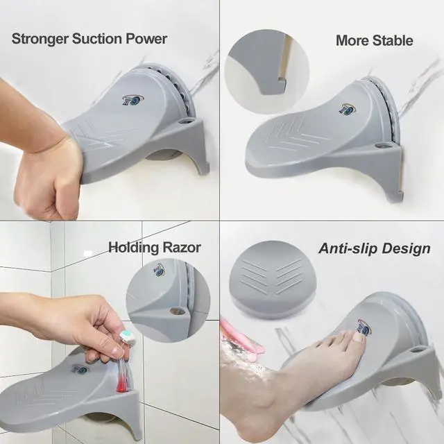 Alt view image 2 of 6 - Shaving Legs Non Slip Powerful Suction Cup Step aid Portable Stool for Inside Shower -Gray