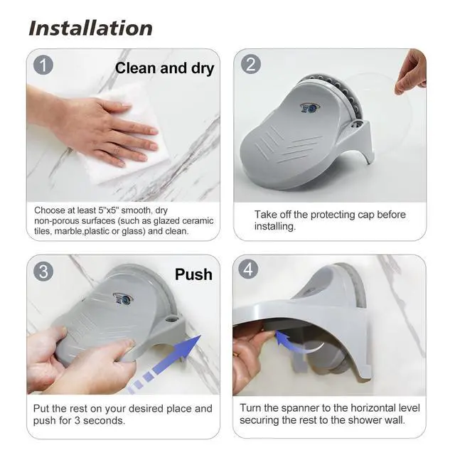 Alt view image 5 of 6 - Shaving Legs Non Slip Powerful Suction Cup Step aid Portable Stool for Inside Shower -Gray