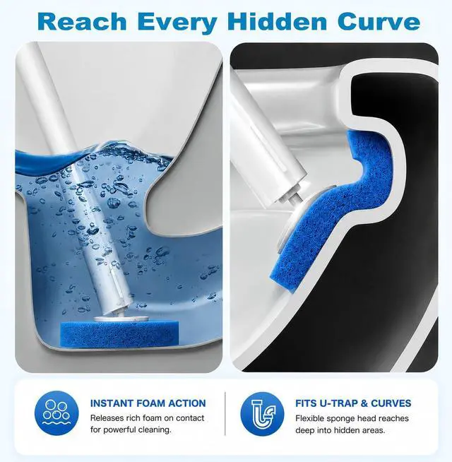 Alt view image 3 of 7 - Disposable Toilet Brush, Toilet Bowl Cleaner Brush with 24 Wand Cleaner Refills, Wall Mounted Toilet Brush and Holder Set for Bathroom Deep Cleaning and Hygienic