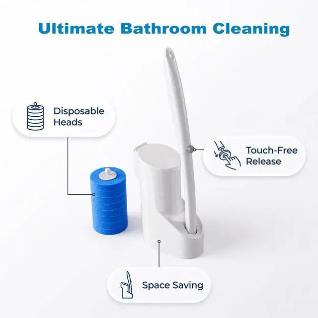 Alt view image 7 of 7 - Disposable Toilet Brush, Toilet Bowl Cleaner Brush with 24 Wand Cleaner Refills, Wall Mounted Toilet Brush and Holder Set for Bathroom Deep Cleaning and Hygienic