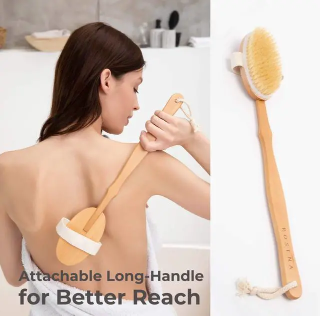 Alt view image 3 of 7 - Dry Brushing Body Brush Set Natural Bristle Spa Exfoliator Kit with Face Cleansing Brush, Long Dry Brushing Body Brush for Lymphatic Drainage & Massaging Cellulite Brush for Smooth, Radiant Skin
