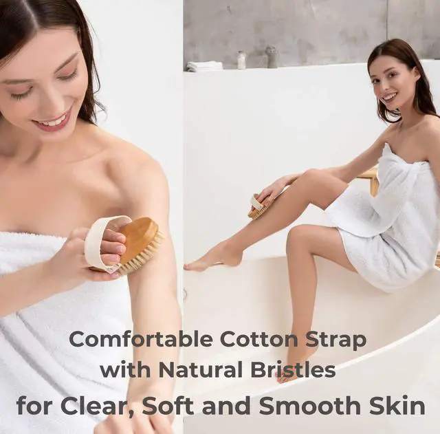 Alt view image 4 of 7 - Dry Brushing Body Brush Set Natural Bristle Spa Exfoliator Kit with Face Cleansing Brush, Long Dry Brushing Body Brush for Lymphatic Drainage & Massaging Cellulite Brush for Smooth, Radiant Skin