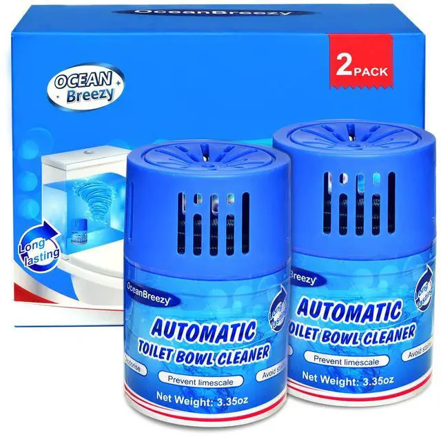 Main image of Automatic Toilet Bowl Cleaner Bottles, 2 Pack In-Tank Toilet Cleaner for Stain Build-Up Prevention, Blue Long-Lasting Toilet Tank Cleaner, Septic Safe, Fresh Scent, Up to 3 Months Each
