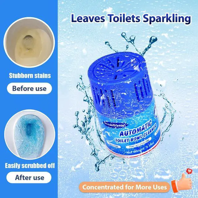 Alt view image 2 of 7 - Automatic Toilet Bowl Cleaner Bottles, 2 Pack In-Tank Toilet Cleaner for Stain Build-Up Prevention, Blue Long-Lasting Toilet Tank Cleaner, Septic Safe, Fresh Scent, Up to 3 Months Each