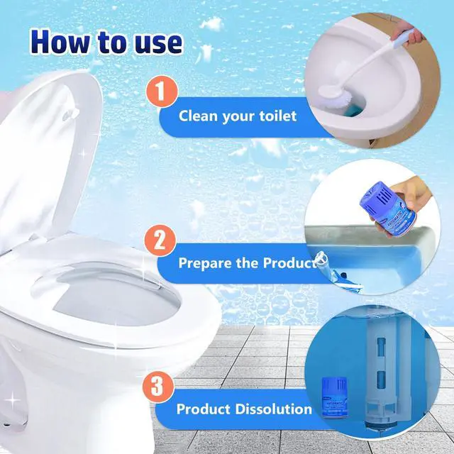 Alt view image 3 of 7 - Automatic Toilet Bowl Cleaner Bottles, 2 Pack In-Tank Toilet Cleaner for Stain Build-Up Prevention, Blue Long-Lasting Toilet Tank Cleaner, Septic Safe, Fresh Scent, Up to 3 Months Each