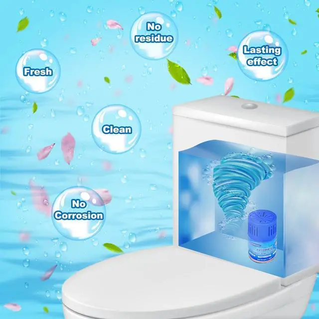 Alt view image 7 of 7 - Automatic Toilet Bowl Cleaner Bottles, 2 Pack In-Tank Toilet Cleaner for Stain Build-Up Prevention, Blue Long-Lasting Toilet Tank Cleaner, Septic Safe, Fresh Scent, Up to 3 Months Each