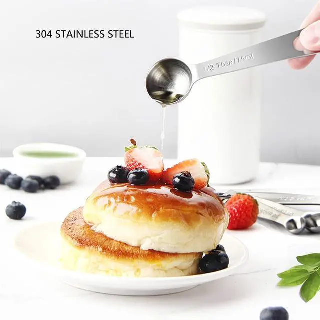 Alt view image 3 of 6 - Measuring Cups and Spoons Set Heavy Duty 304 Metal Stainless Steel Measuring Cup Spoon Kitchen Gadgets for Cooking Baking (Set of 14)