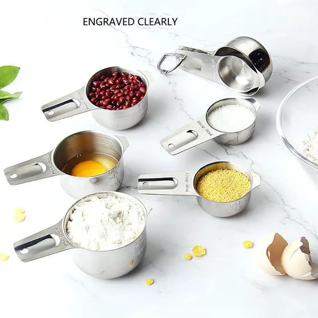 Alt view image 4 of 6 - Measuring Cups and Spoons Set Heavy Duty 304 Metal Stainless Steel Measuring Cup Spoon Kitchen Gadgets for Cooking Baking (Set of 14)