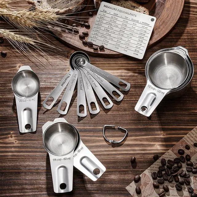 Alt view image 5 of 6 - Measuring Cups and Spoons Set Heavy Duty 304 Metal Stainless Steel Measuring Cup Spoon Kitchen Gadgets for Cooking Baking (Set of 14)