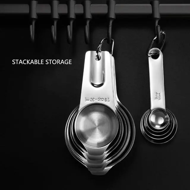 Alt view image 6 of 6 - Measuring Cups and Spoons Set Heavy Duty 304 Metal Stainless Steel Measuring Cup Spoon Kitchen Gadgets for Cooking Baking (Set of 14)