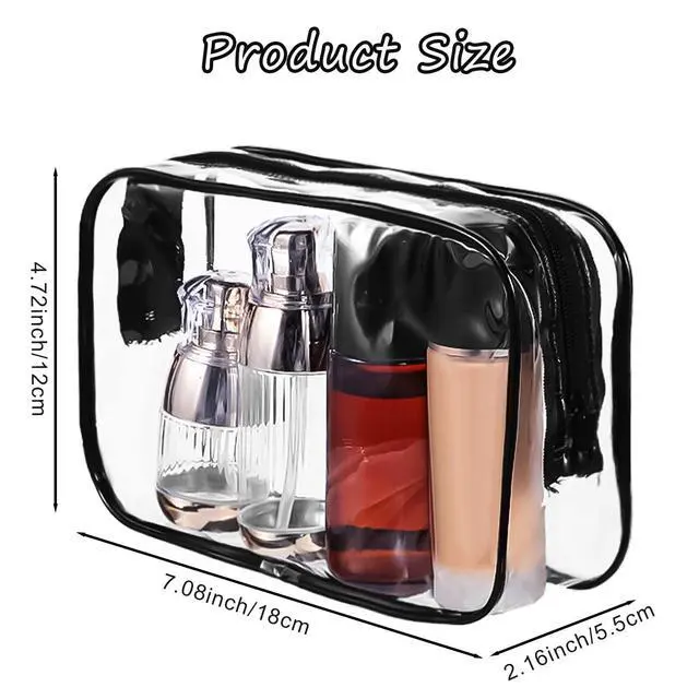 Alt view image 2 of 7 - 24 Pack Clear Makeup Bag, Waterproof Toiletry Bags, PVC Makeup Bags for Women, Organizer Case with Zipper for Travel Bathroom (Black)