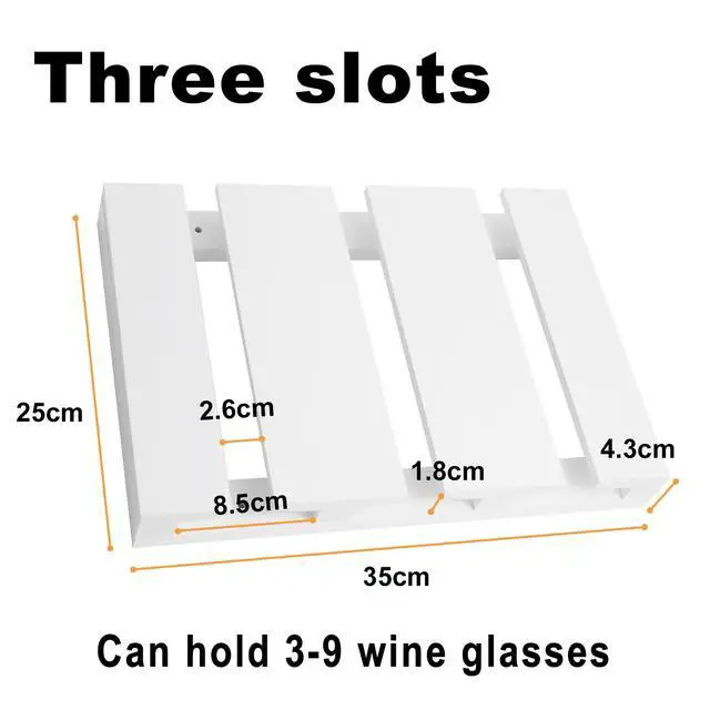 Alt view image 2 of 7 - Bamboo Wine Glass Rack, White, 3 to 9 capacities, Under Cabinet Mounted