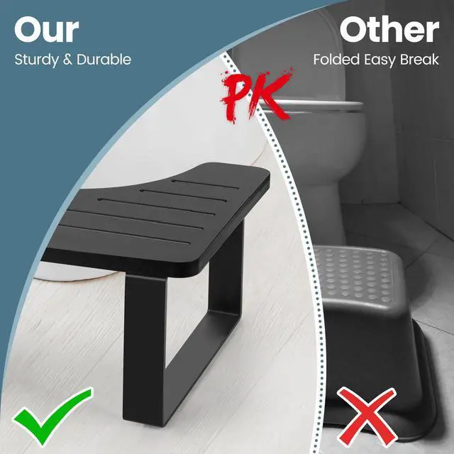 Alt view image 4 of 6 - Bamboo Toilet Stool,Potty for Pooping,Portable Squatting Pan with Dual Anti Slip Design,Bathroom Stools,Poop Stool for Bathroom,Toilet Step,Toilet Stools for Pooping,Bamboo Articles(Black)