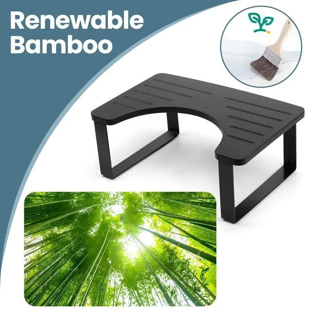 Alt view image 5 of 6 - Bamboo Toilet Stool,Potty for Pooping,Portable Squatting Pan with Dual Anti Slip Design,Bathroom Stools,Poop Stool for Bathroom,Toilet Step,Toilet Stools for Pooping,Bamboo Articles(Black)