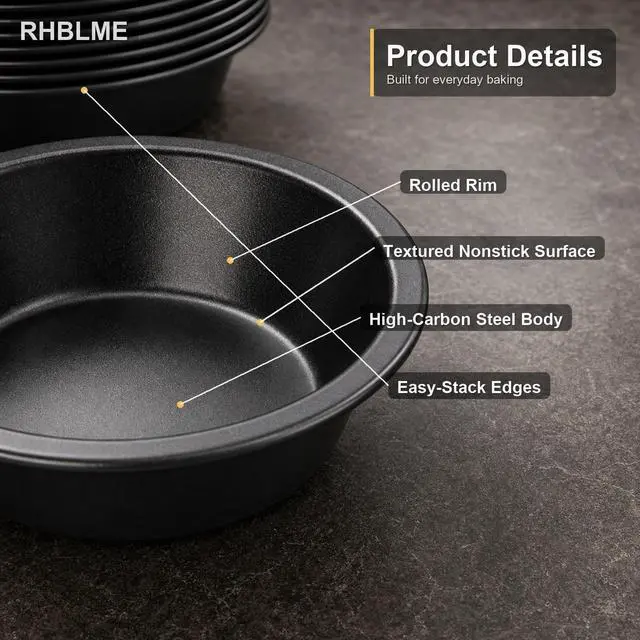 Alt view image 3 of 7 - 10 Pack Mini Pie Tins, Nonstick 4 Inch Small Pie Pans, Carbon Steel Individual Pie Tins for Baking Dessert, Fruit Pie and Beef Pie, Oven Safe & Dishwasher Safe