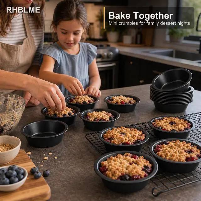 Alt view image 6 of 7 - 10 Pack Mini Pie Tins, Nonstick 4 Inch Small Pie Pans, Carbon Steel Individual Pie Tins for Baking Dessert, Fruit Pie and Beef Pie, Oven Safe & Dishwasher Safe