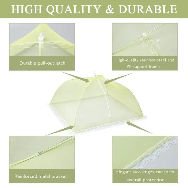 Alt view image 2 of 6 - 7 Pack Colorful Food Covers Food Tent for Outside Mesh to Keep Bugs away, Reusable Collapsible Food Nets(40x24*1,17x17*2,14x14*2,12x12*2) including Carry Bag,Ideal for Picnic Party BBQ Wedding Fruit