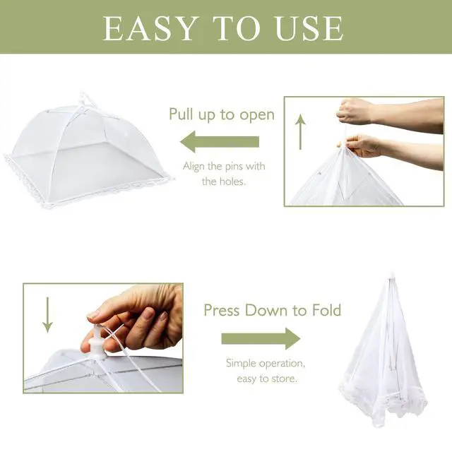 Alt view image 3 of 6 - 7 Pack Colorful Food Covers Food Tent for Outside Mesh to Keep Bugs away, Reusable Collapsible Food Nets(40x24*1,17x17*2,14x14*2,12x12*2) including Carry Bag,Ideal for Picnic Party BBQ Wedding Fruit
