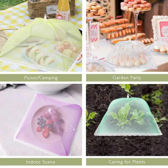 Alt view image 6 of 6 - 7 Pack Colorful Food Covers Food Tent for Outside Mesh to Keep Bugs away, Reusable Collapsible Food Nets(40x24*1,17x17*2,14x14*2,12x12*2) including Carry Bag,Ideal for Picnic Party BBQ Wedding Fruit