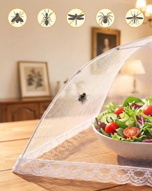 Alt view image 3 of 6 - Food Covers for Outdoors- 2 Extra Large (40"x25") + 6 Large (17"x17") Pop-Up Mesh Food Tents, Collapsible Reusable Bug-Proof Nets for Picnics, BBQs & Camping, Stainless Steel Frame