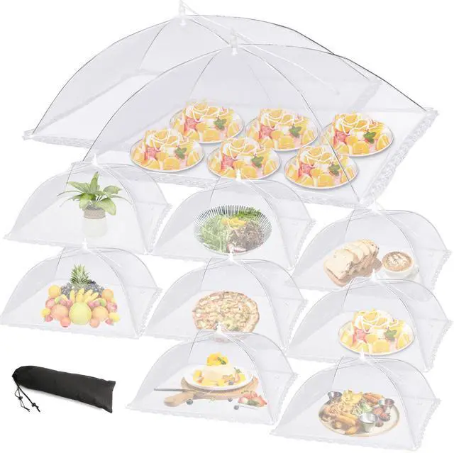 Main image of 10 PACK Mesh Food Covers for Outside, Food Covers Outdoors Pop-up Food Tents 2 Extra Large (40"x24") & 8 Large (17"x17") for Picnic, Camping Supplies