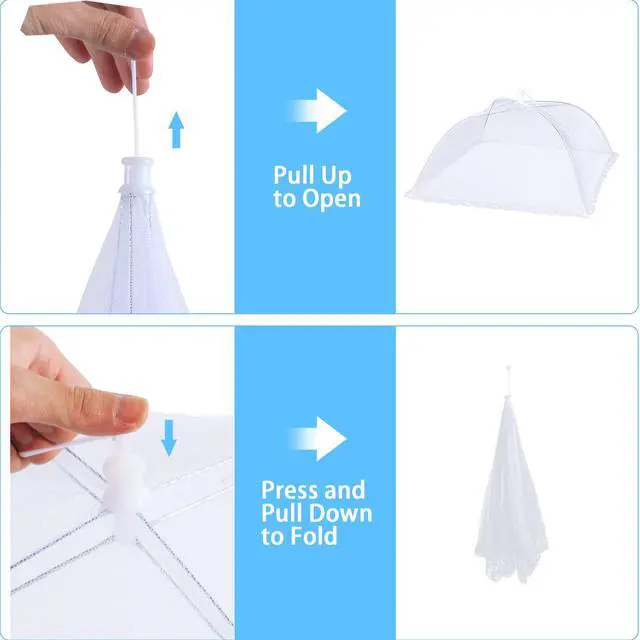 Alt view image 3 of 7 - 10 PACK Mesh Food Covers for Outside, Food Covers Outdoors Pop-up Food Tents 2 Extra Large (40"x24") & 8 Large (17"x17") for Picnic, Camping Supplies