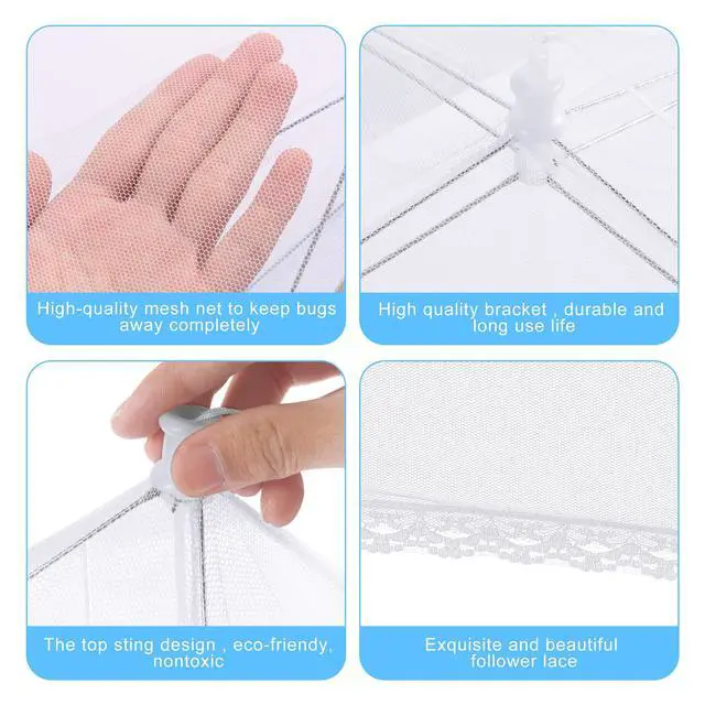 Alt view image 4 of 7 - 10 PACK Mesh Food Covers for Outside, Food Covers Outdoors Pop-up Food Tents 2 Extra Large (40"x24") & 8 Large (17"x17") for Picnic, Camping Supplies