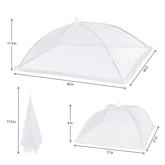 Alt view image 2 of 7 - 10 PACK Mesh Food Covers for Outside, Food Covers Outdoors Pop-up Food Tents 2 Extra Large (40"x24") & 8 Large (17"x17") for Picnic, Camping Supplies