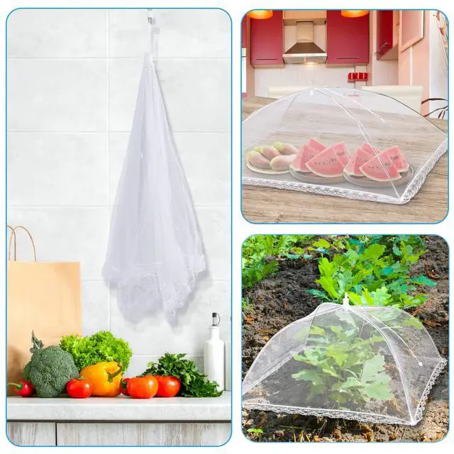 Alt view image 6 of 7 - 10 PACK Mesh Food Covers for Outside, Food Covers Outdoors Pop-up Food Tents 2 Extra Large (40"x24") & 8 Large (17"x17") for Picnic, Camping Supplies