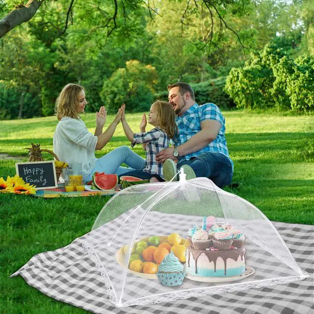 Alt view image 7 of 7 - 10 PACK Mesh Food Covers for Outside, Food Covers Outdoors Pop-up Food Tents 2 Extra Large (40"x24") & 8 Large (17"x17") for Picnic, Camping Supplies